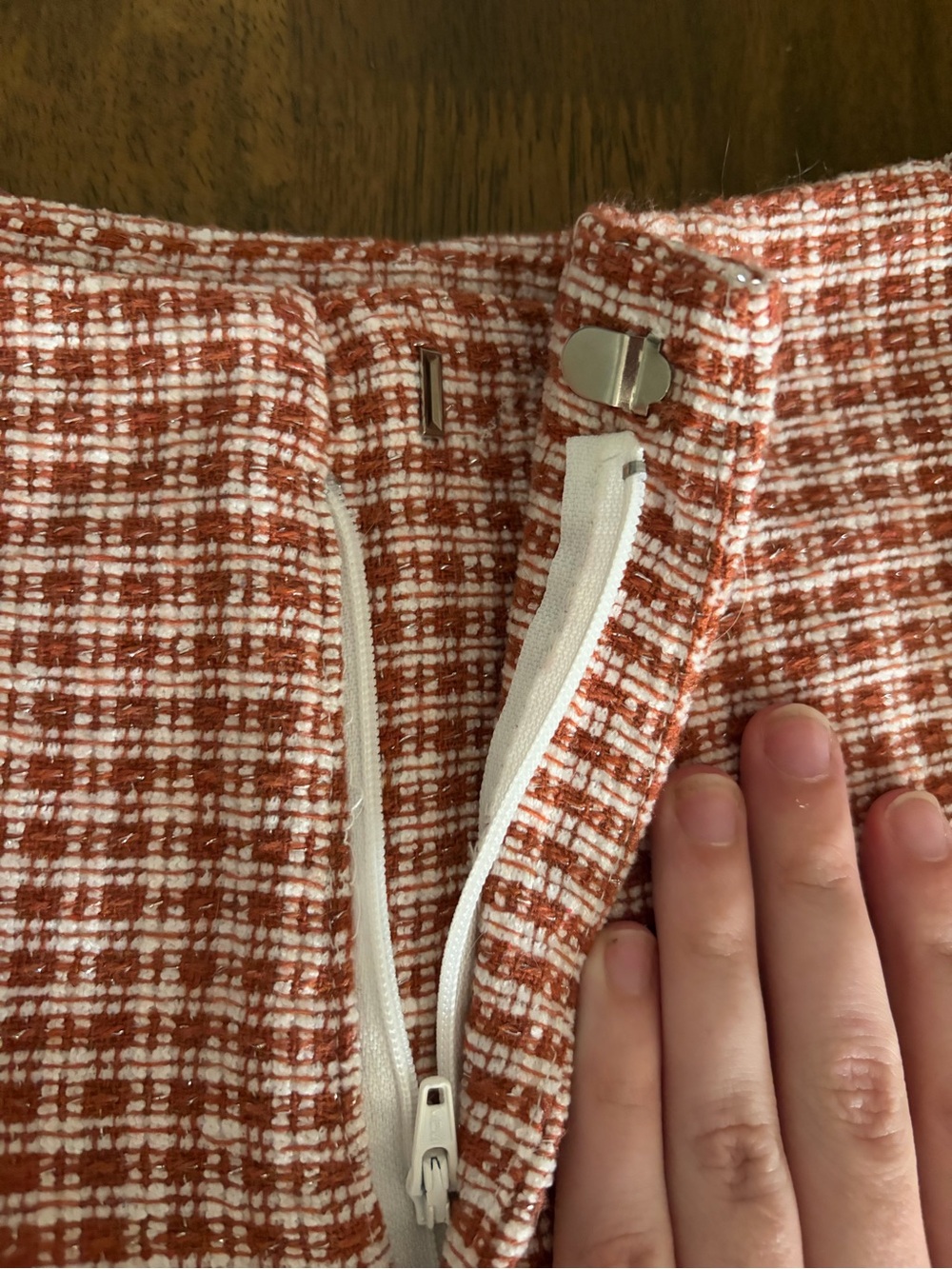 Altar’d State Two-Piece Tweed Crop Vest & Shorts Set in Rust Gingham Plaid - Picture 7 of 8